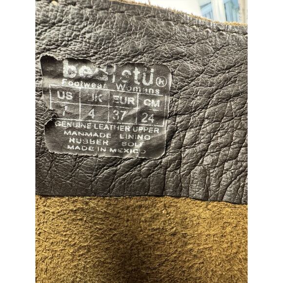 Bed|Stü Womens Leather Harness Boots 7 Brown Distressed Western Moto Made In Mex - Picture 11 of 12